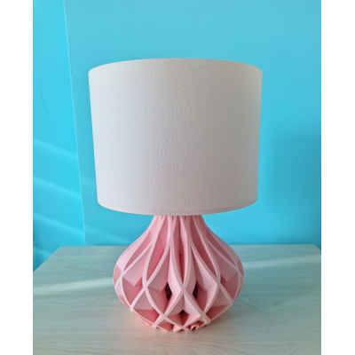 Pembe Kristal Desenli Silver Abajur 220V Dekoratif